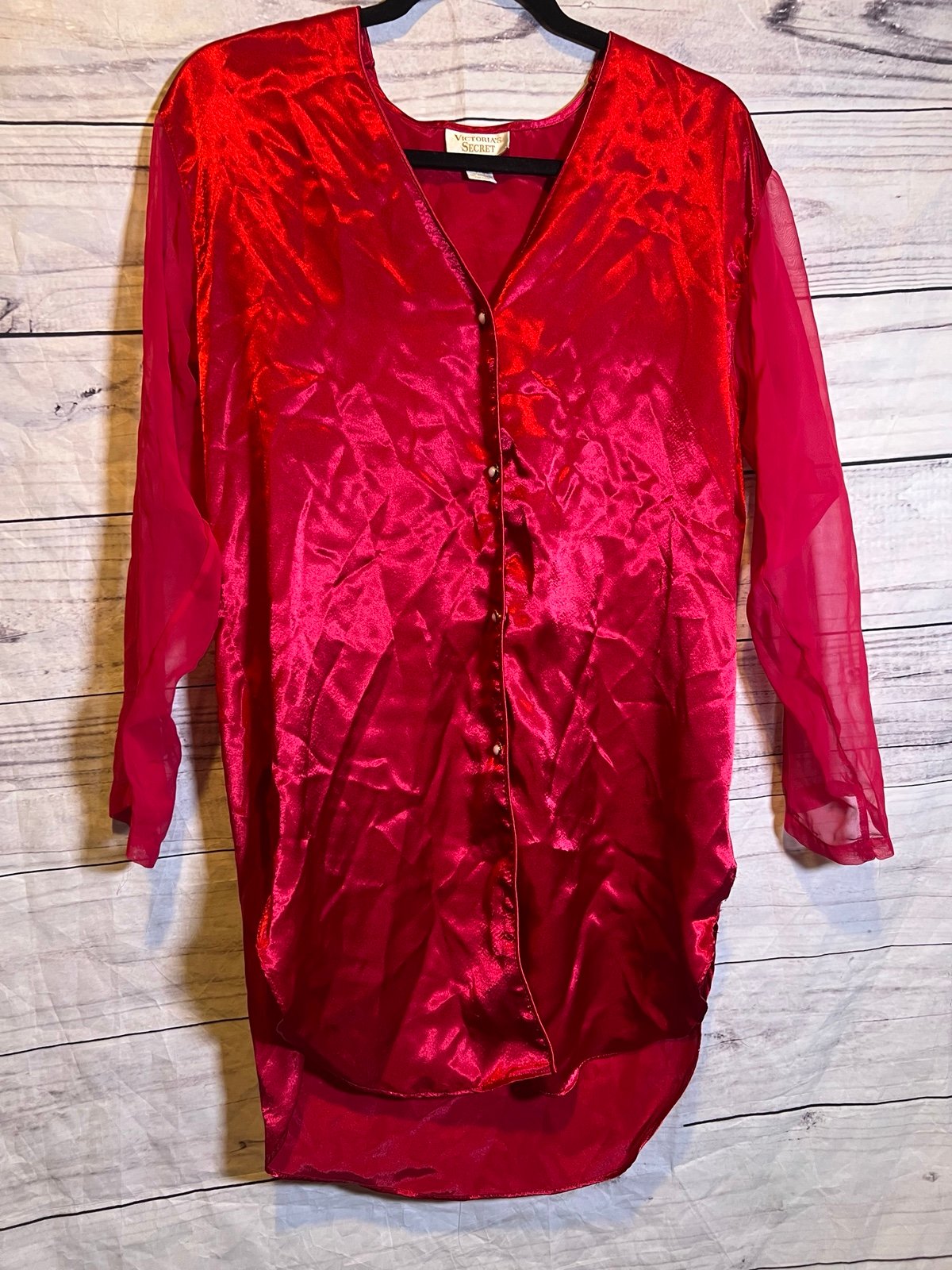 Vintage Gold Tag Victorias Secret Sleep Satin Night Gown Small