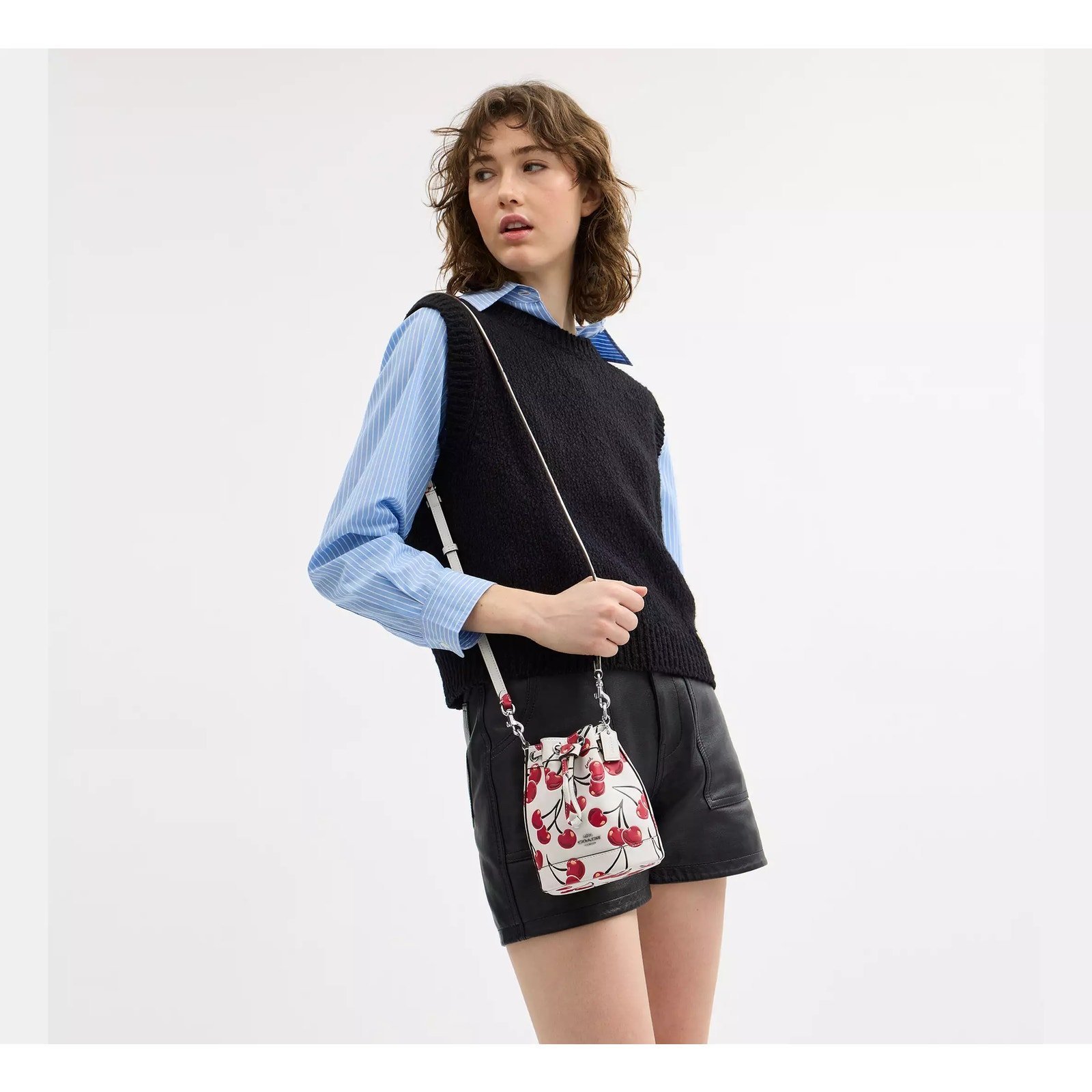 NWT! Coach Mini Bucket Bag With Cherry Print