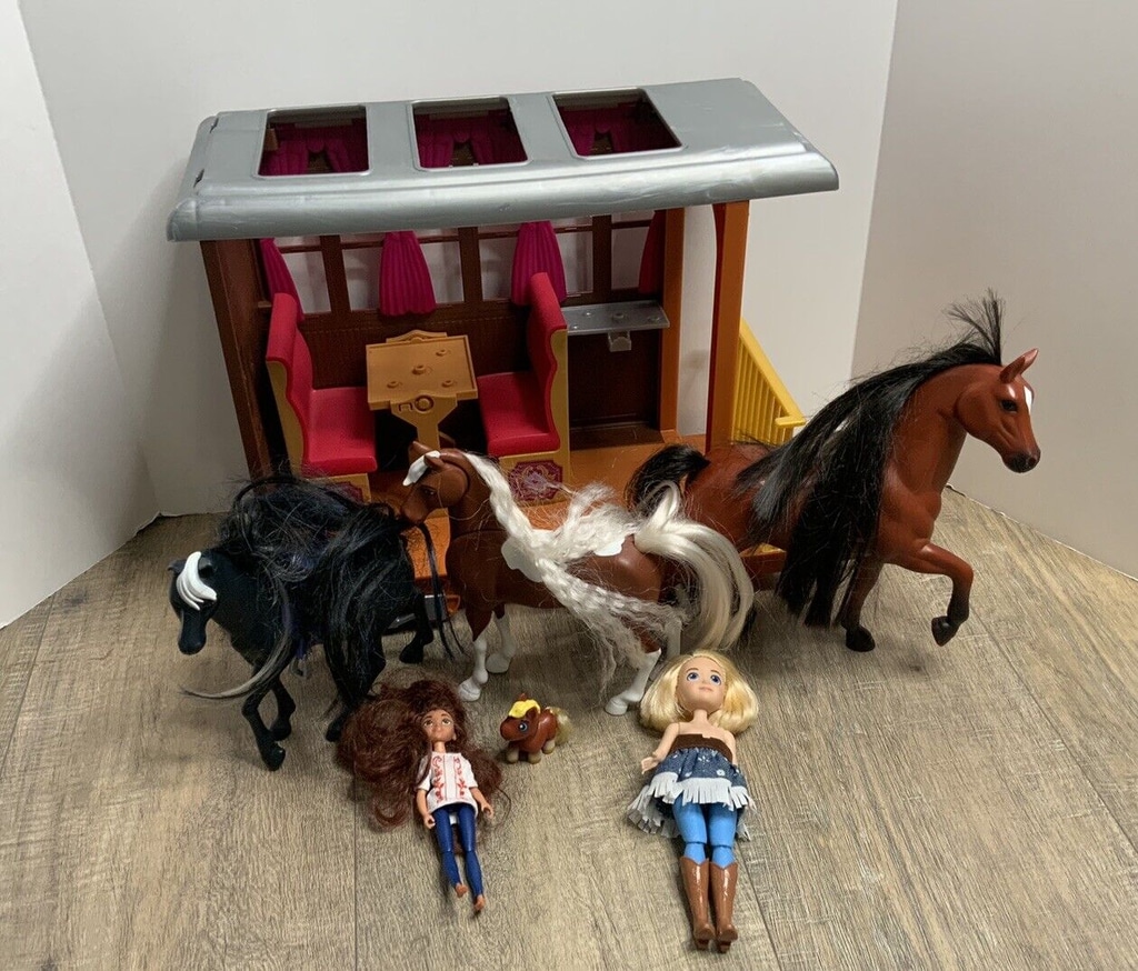 Spirit Untamed Lucky's Train Home Playset Riding Free Stallion Horse Doll Lot