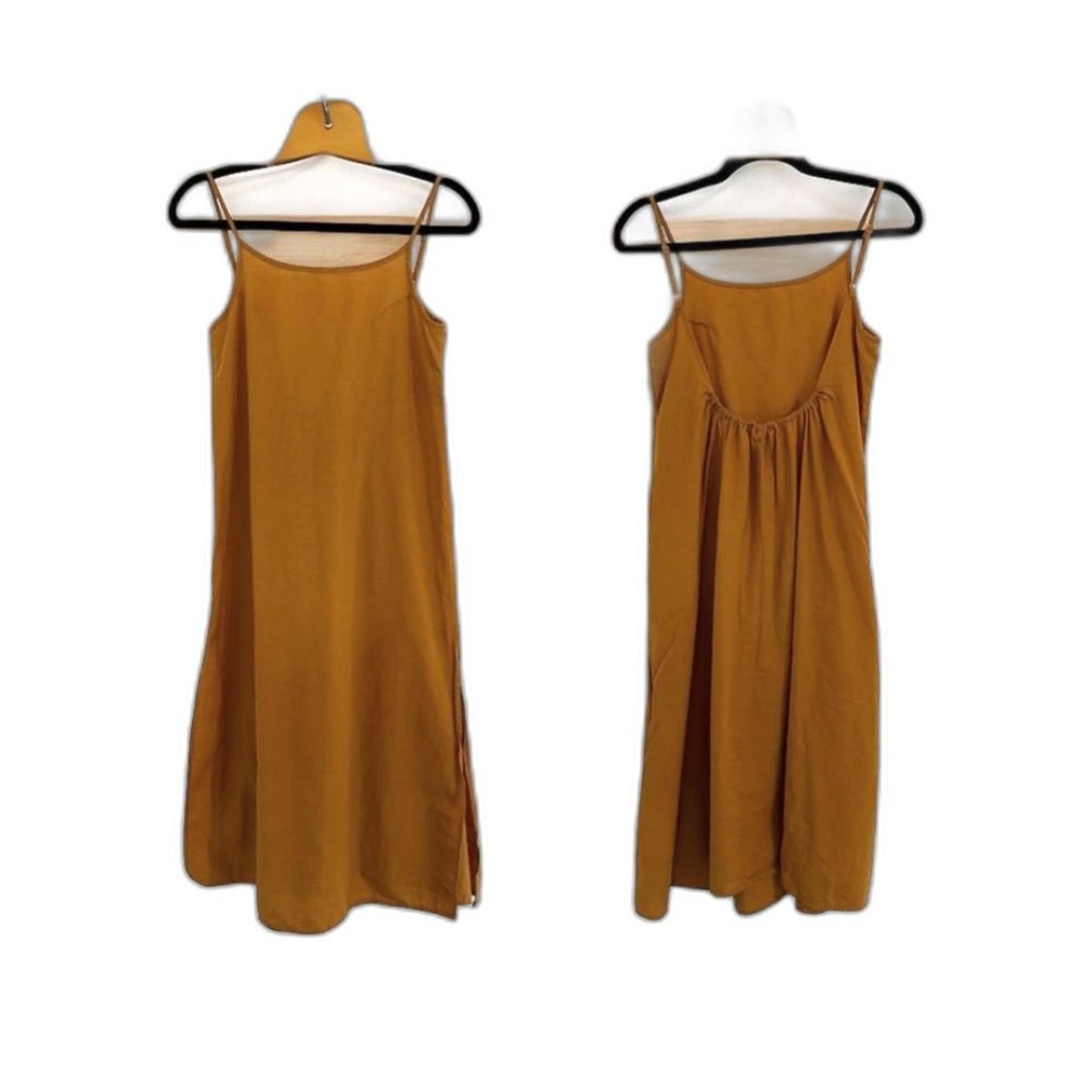 URBAN OUTFITTERS Dark Yellow, Mustard Cotton Boho Tank Dress with Pockets, XS