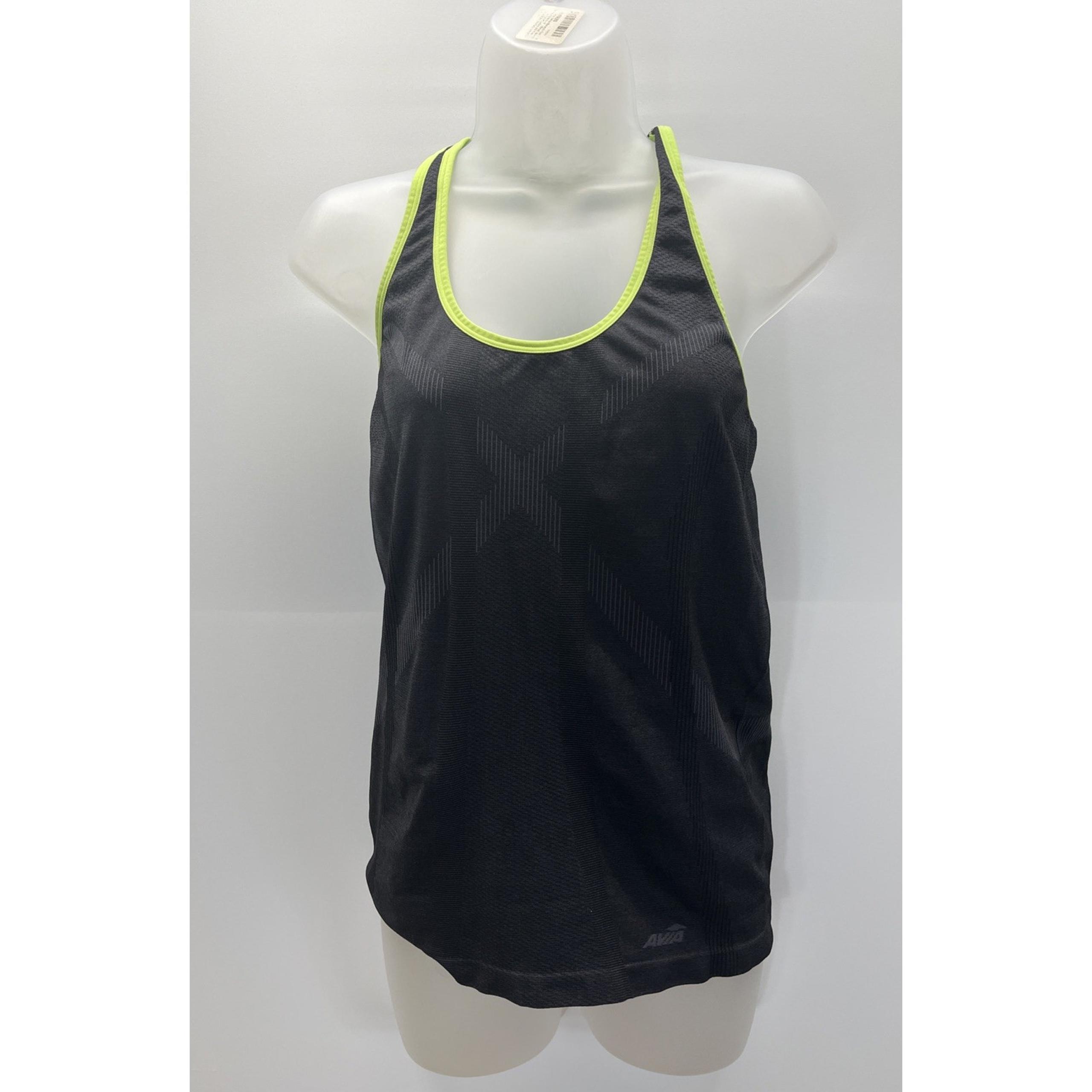 Avia Size M Athletic Racer Back Tank Top Black/Neon Yellow