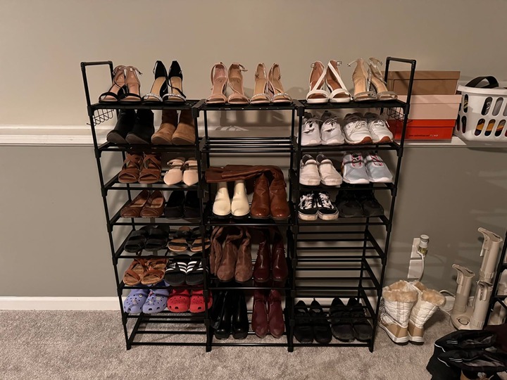 9-Tier Metal Shoe Rack - Holds 50-55 Pairs