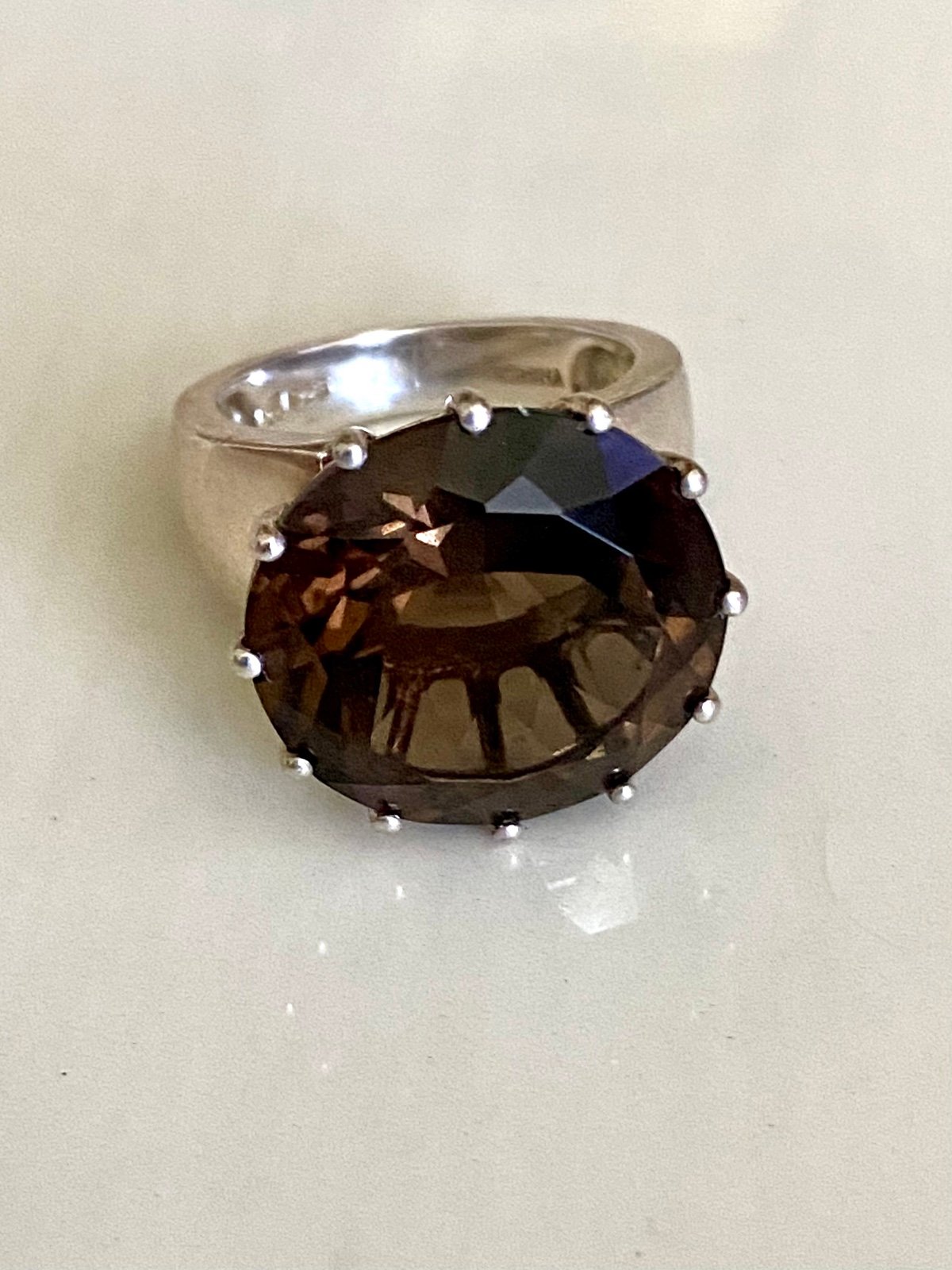Sterling Silver Smokey Quartz Ring Size 7