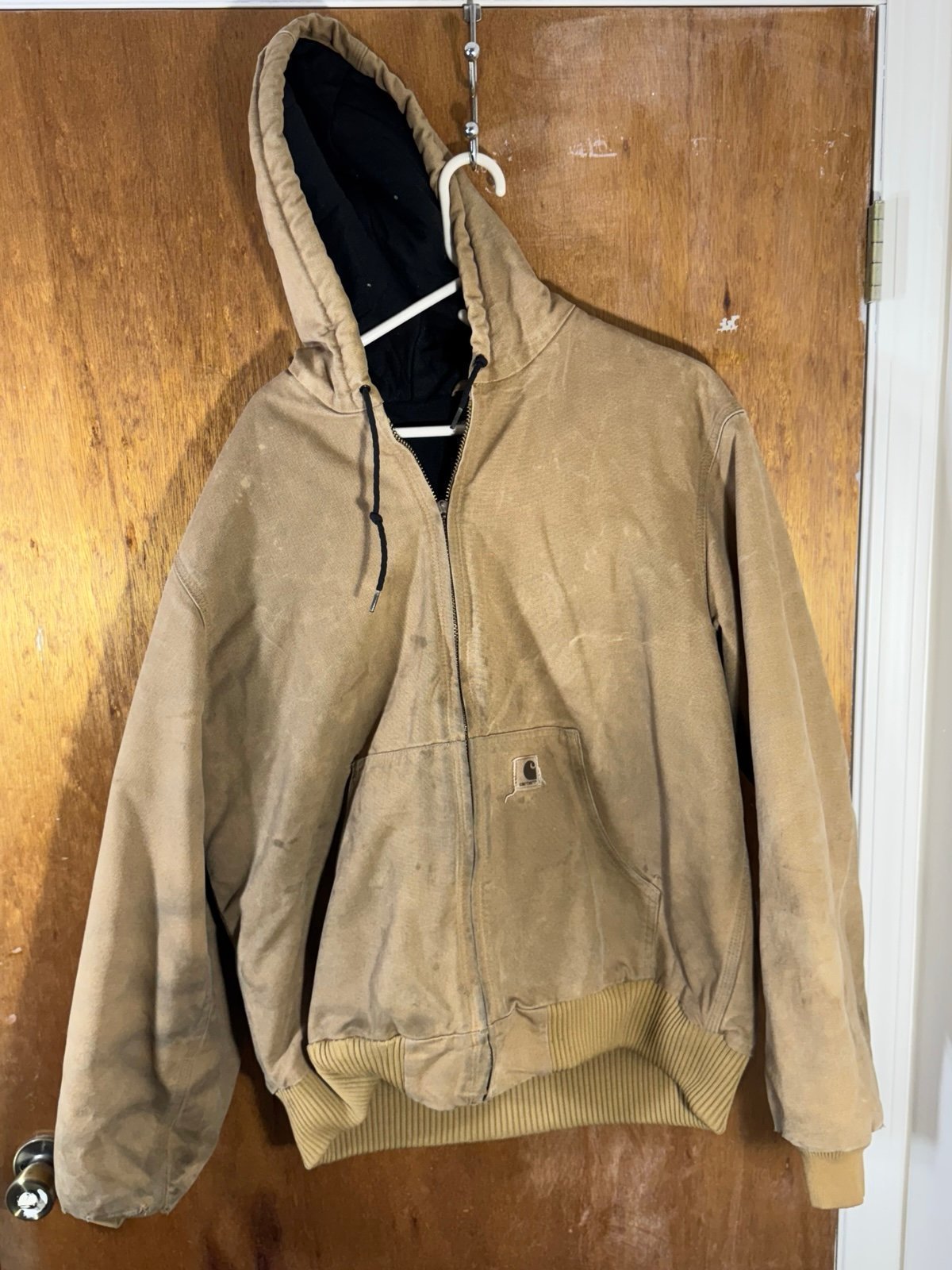 Vintage Carhartt J130 CML Quilt Lined Distressed Brown Canvas Jacket Large Tall