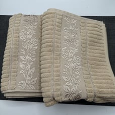 Vintage Decorative Hand Guest Towel Embroidered Decorated Border Ribbed European