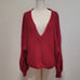 Free People All Day Long V-Neck Sweater Fuego Rosa Size Large