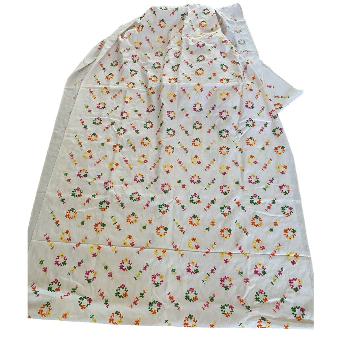 Vintage Embroidered Floral Large Fabric Bolt