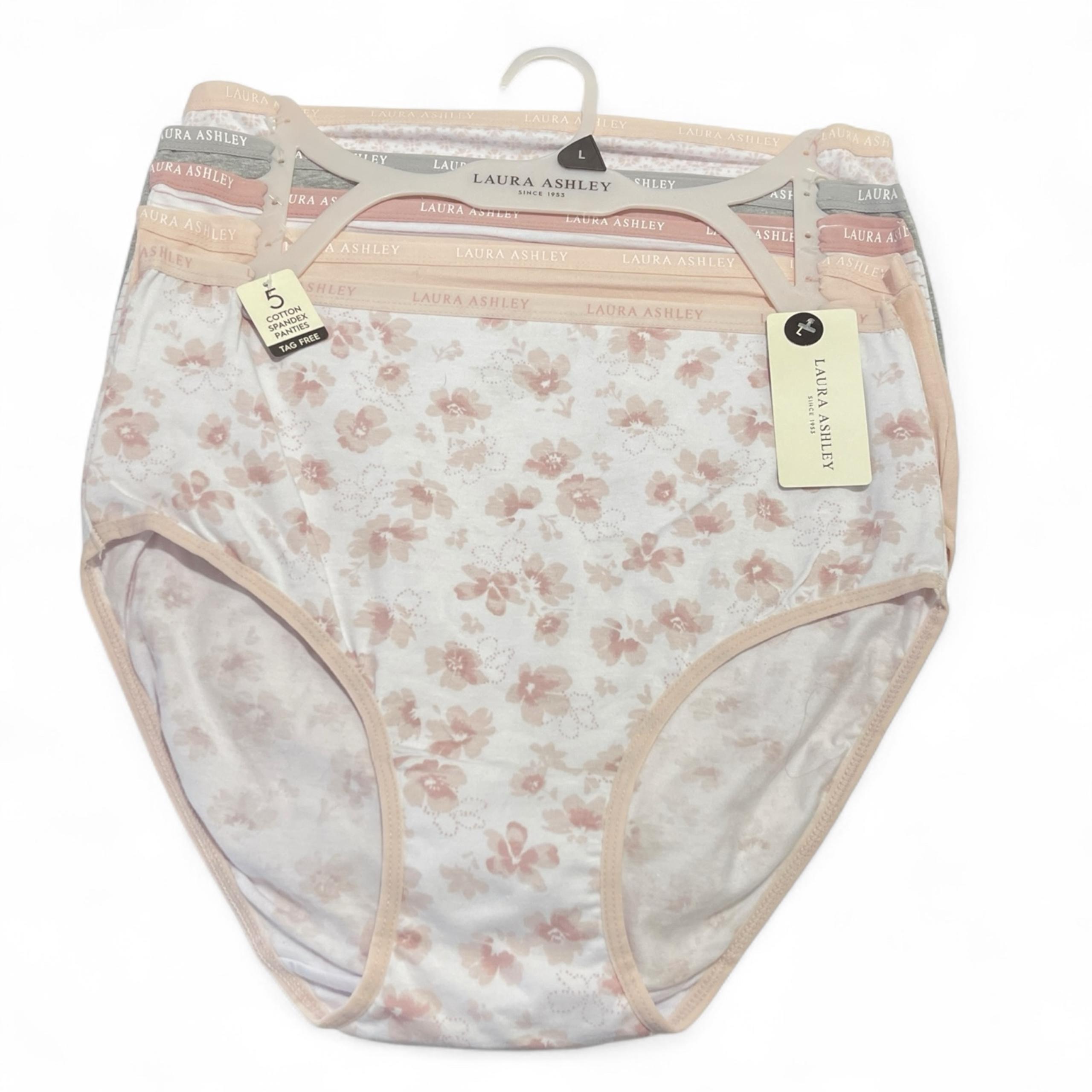 Laura Ashley Panties Women's Briefs 5-Pack Size L Super Soft Neutral Florals