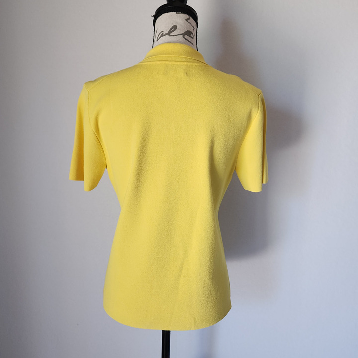 Vintage Chico´s Design Polo Shirt Short Sleeve Viscose Blend Knit Yellow Size 1 ev1dkbmDx