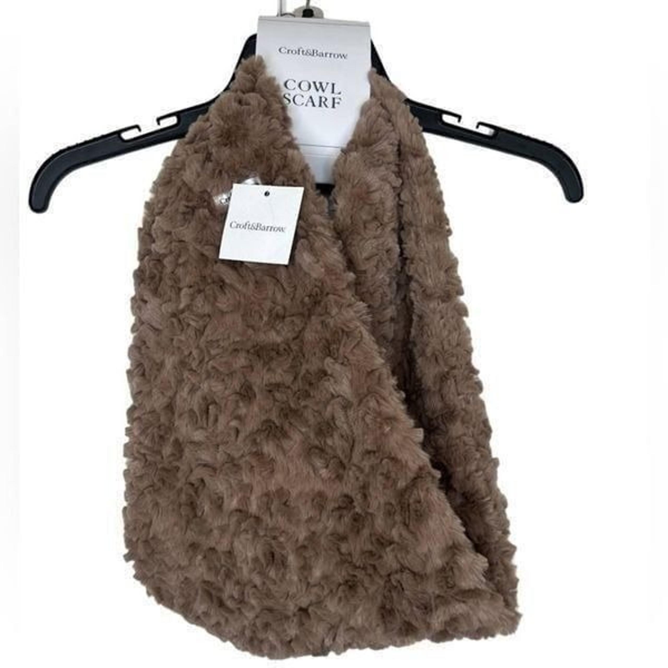 Croft & Barrow Brown Soft Plush Faux Fur Infinity Cowl Scarf One Size