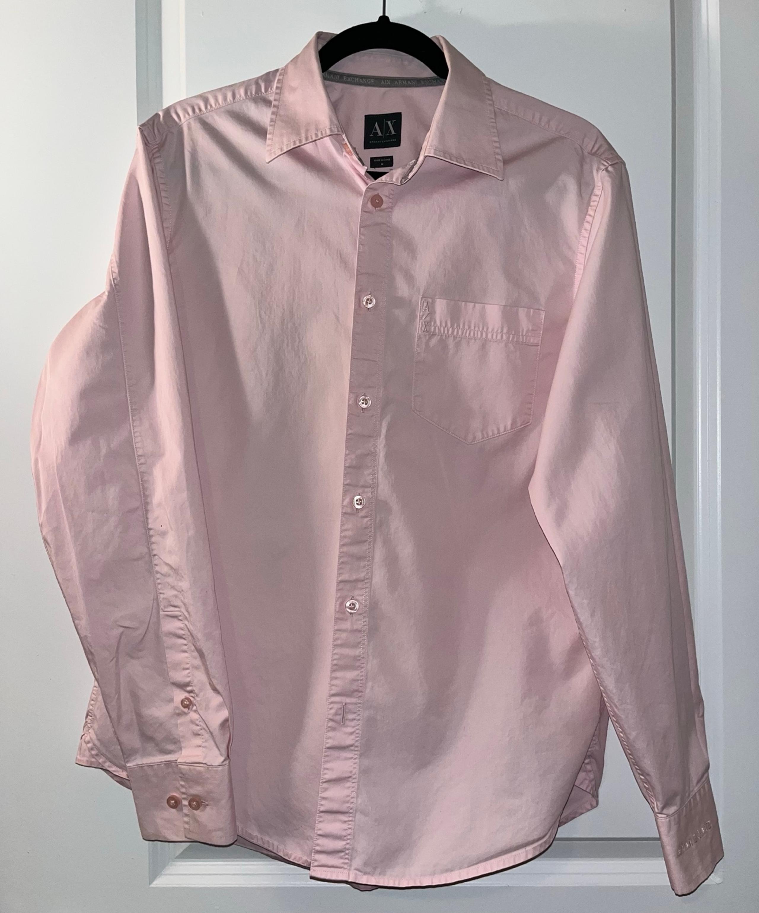 A/X Armani Exchange Men's Pink Long Sleeve Button-Up Shirt Medium