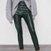 Zara Emerald Dark Green Faux Vegan Leather Pants