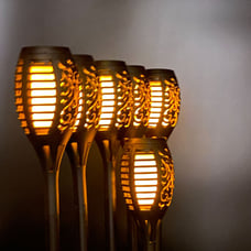 Solar Lights Outdoor Decorative, Pack of 6 Ultra-Lager Solar Torch Light with Fl
