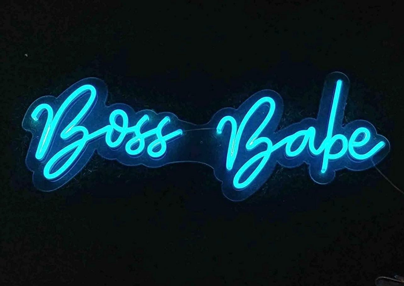 Large Blue BOSS BABE LED Light Sign Wall Decoration