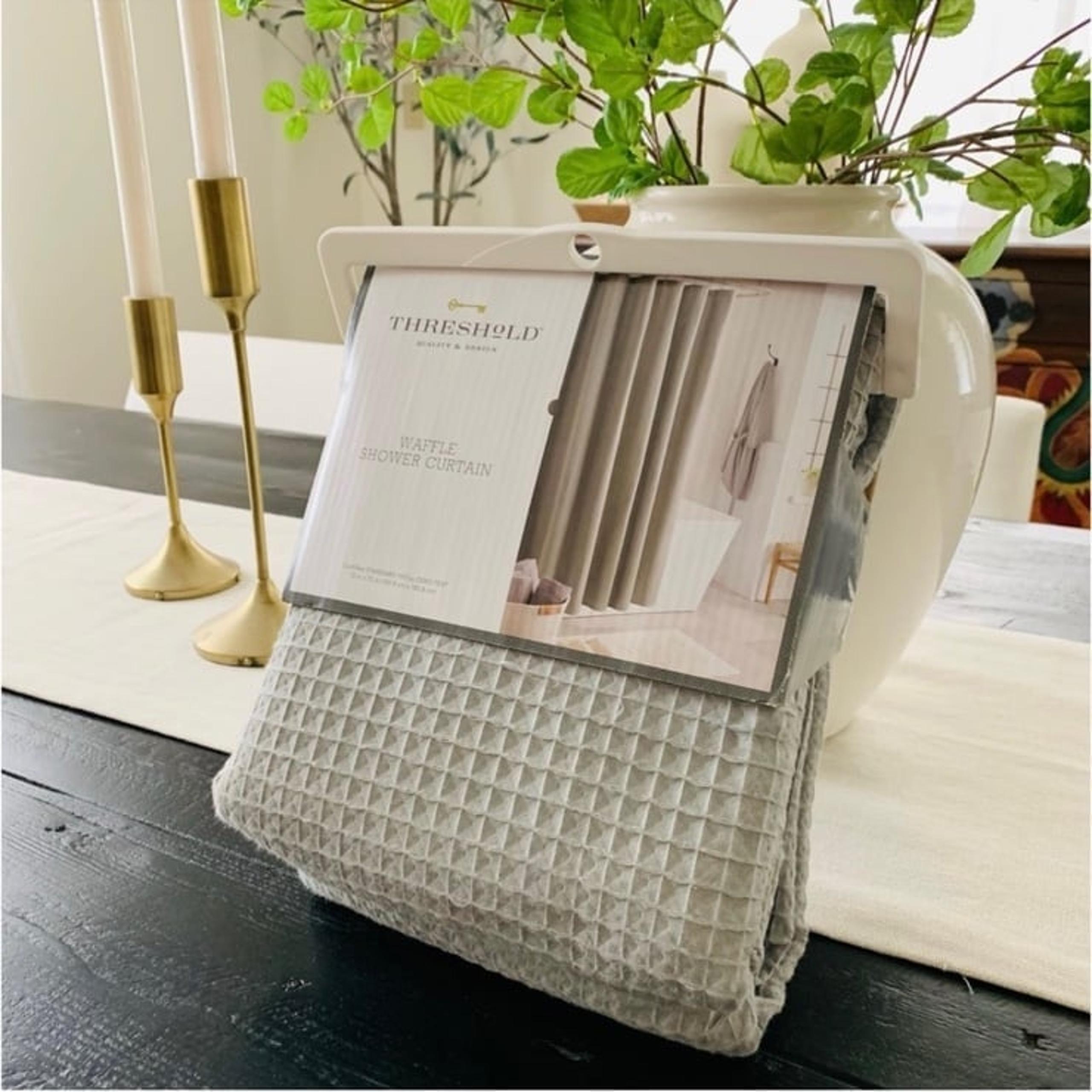 Threshold gray waffle shower curtain new