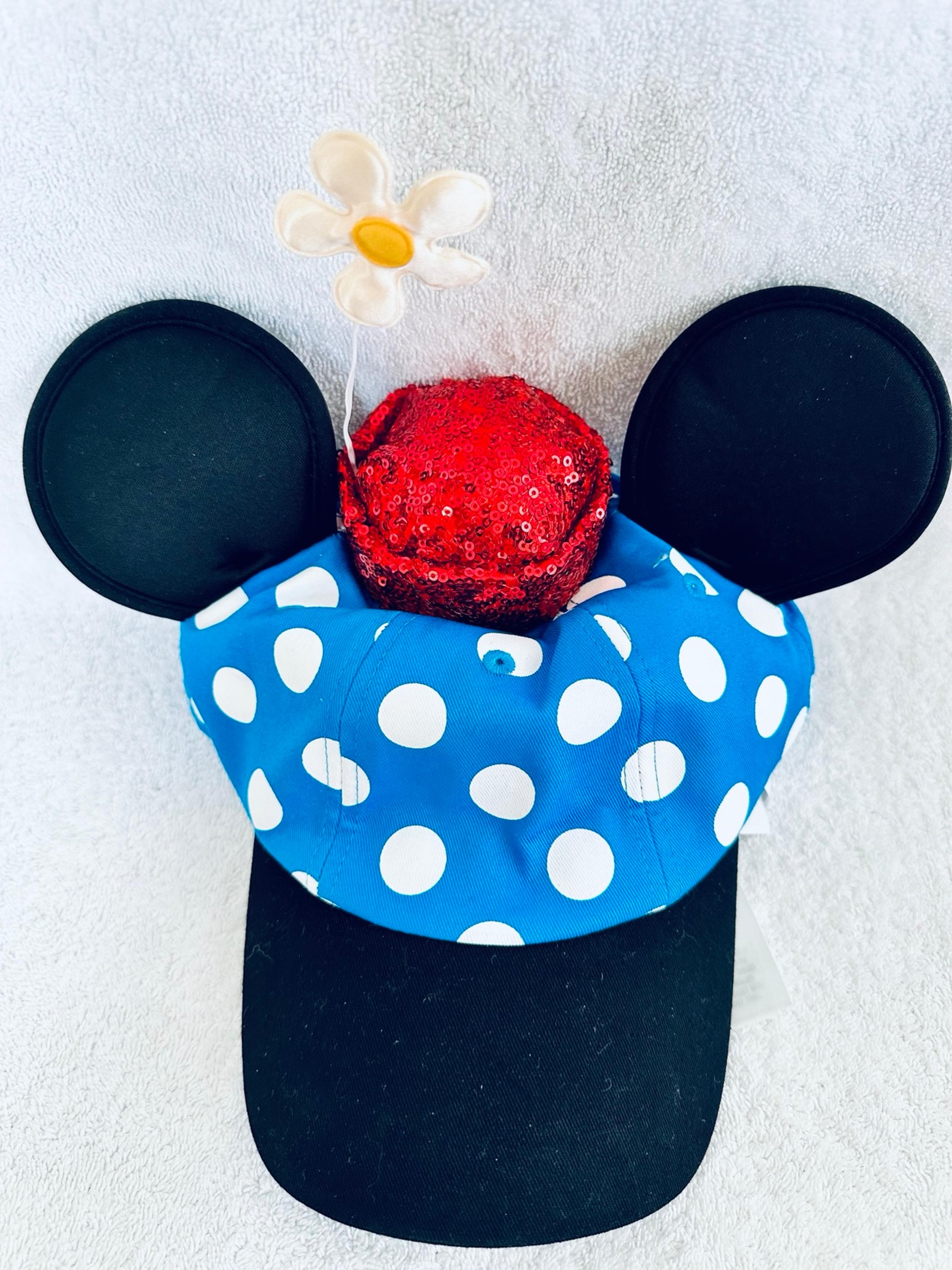 New Disney Parks Blue Polka Dot Steamboat Minnie Ears Daisy Flower Baseball Cap