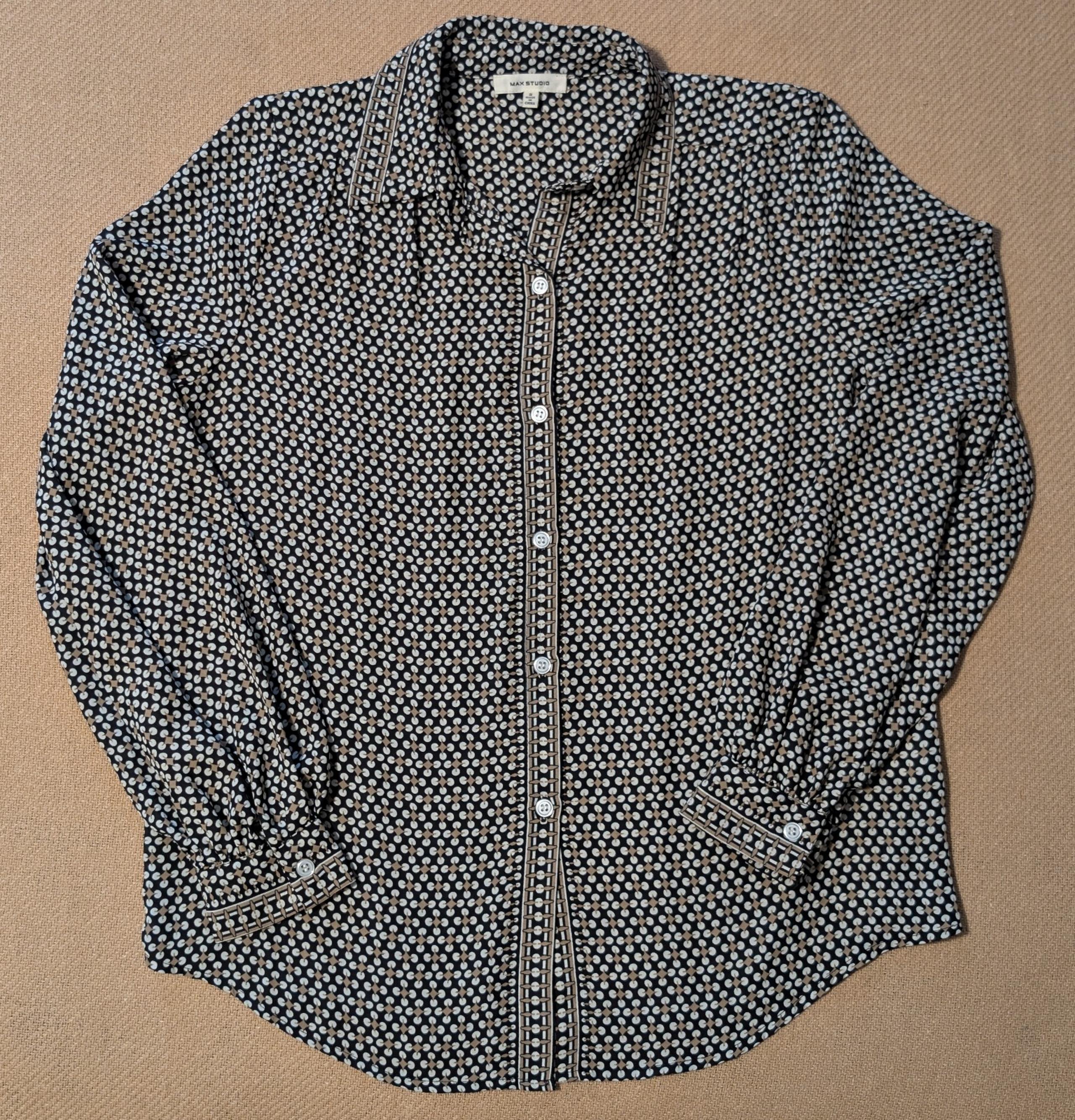 Max Studio Geometric Patterned Long Sleeve Button Down Shirt