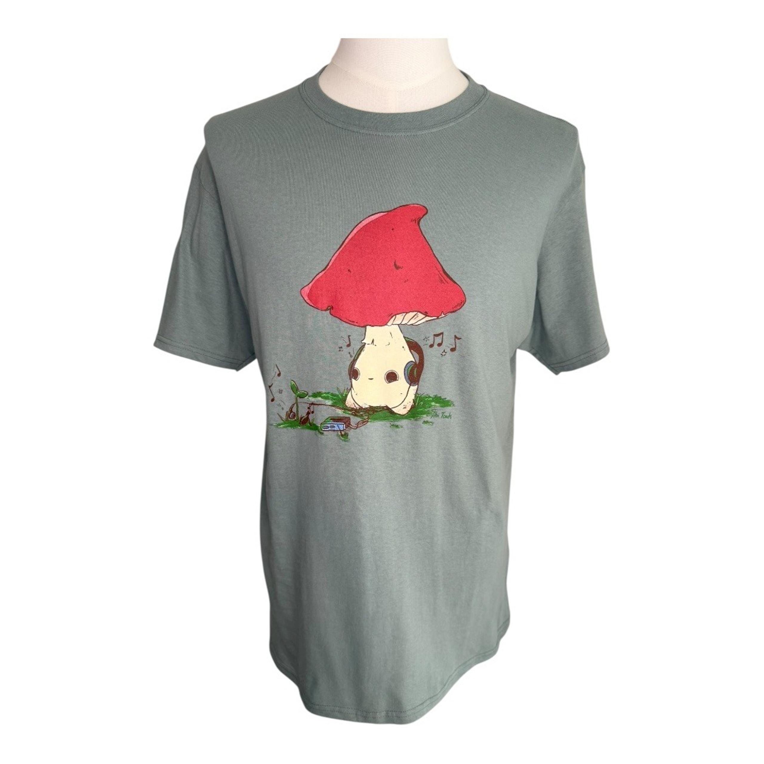 ALTru Graphic T-Shirt Mushroom Music Lover Short Sleeve Tee Shirt Medium NWT