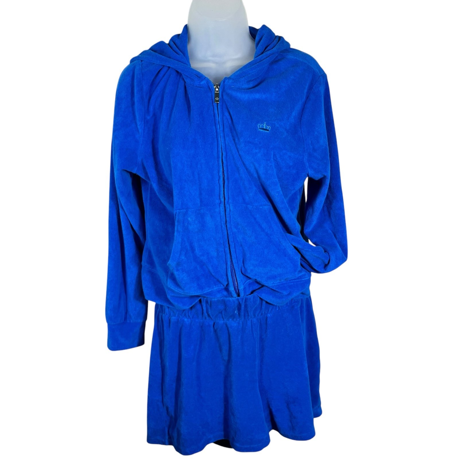 Juicy Couture Royal Blue Zip Up Tracksuit Track Jacket & Short Outfit Set Y2K