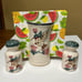 Nichols Pottery Napkin holder and salt and pepper shakers flowers, hummingbirds