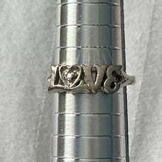 LOWEST PRICE Vintage Solid 14k White Gold Diamond Love Ring