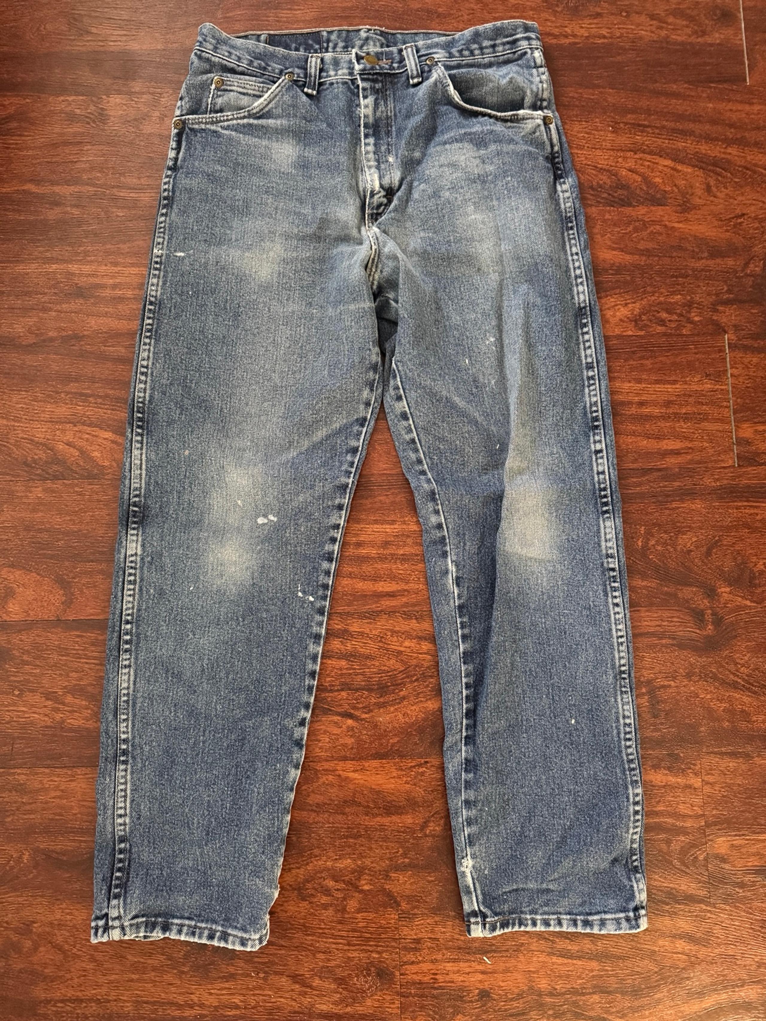 Wrangler Jeans Mens Blue Relaxed Straight Leg Rugged Work Wear Denim