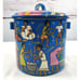 Hand Painted Traditional African Folk Art Enamel Ice Bucket with Lid By Theresa
