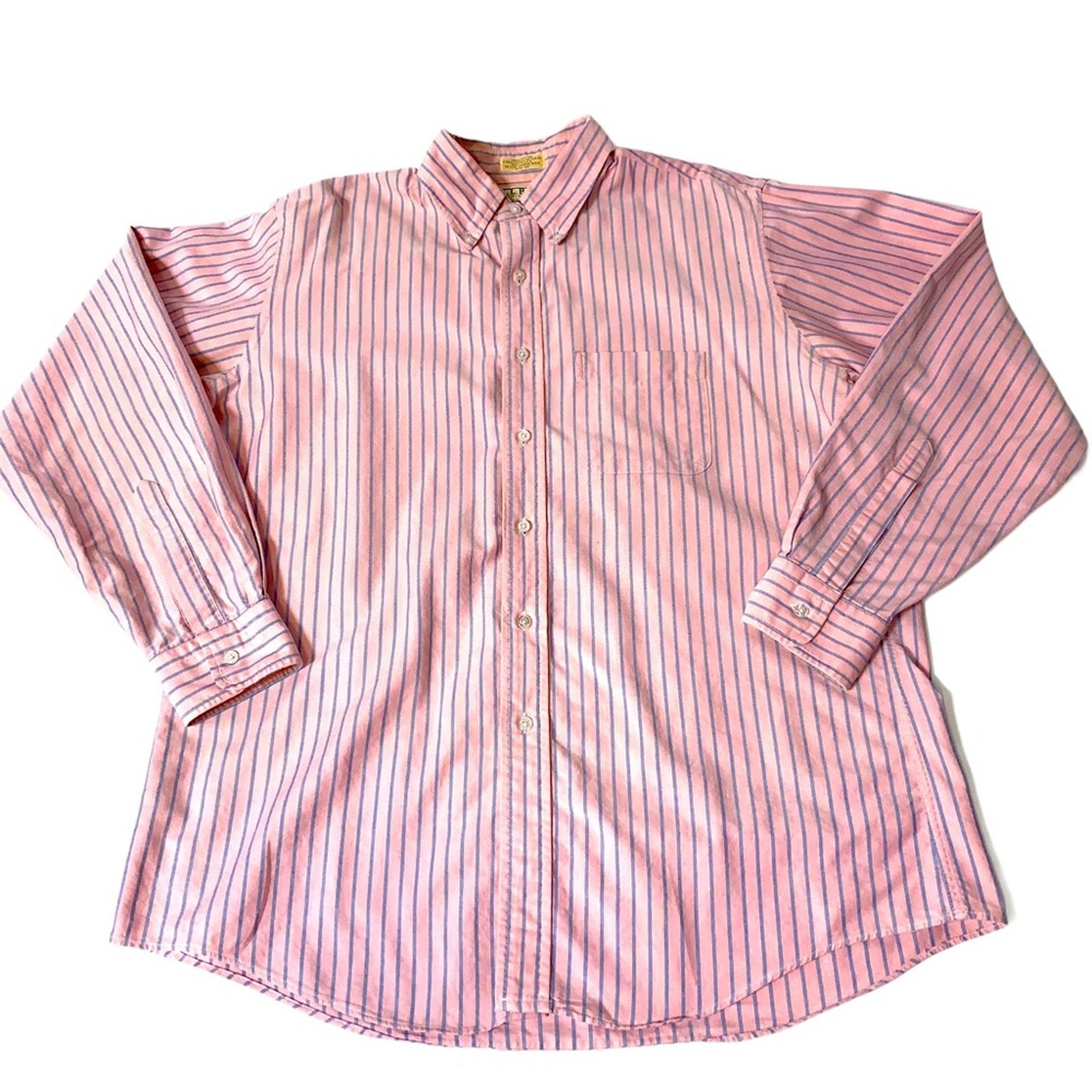 L.L. Bean men’s dress shirt button up/down oxford top shirt SZ m pink blue