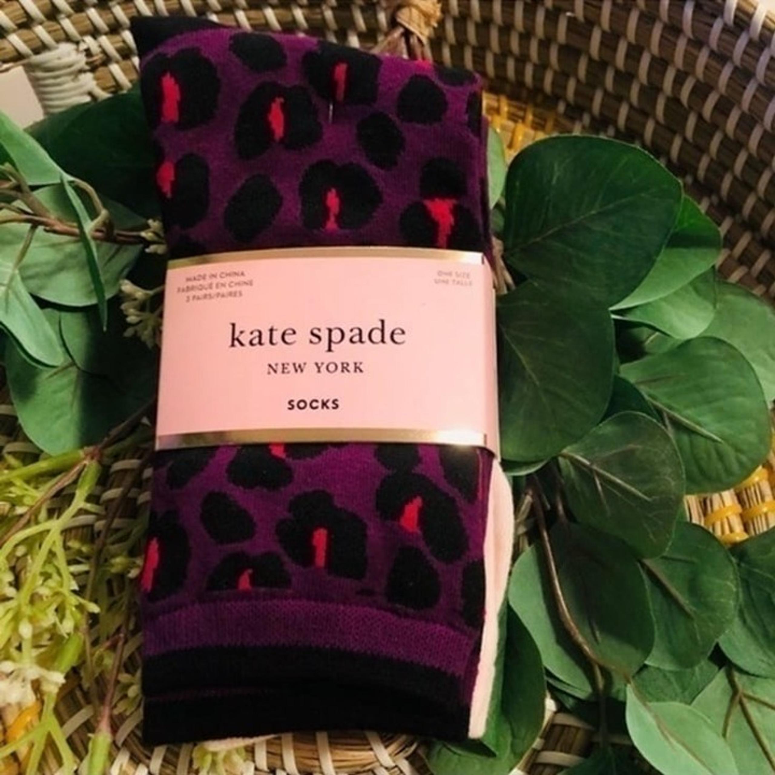 Kate Spade Leopard/Stripe/KS Socks Three Pair NWT