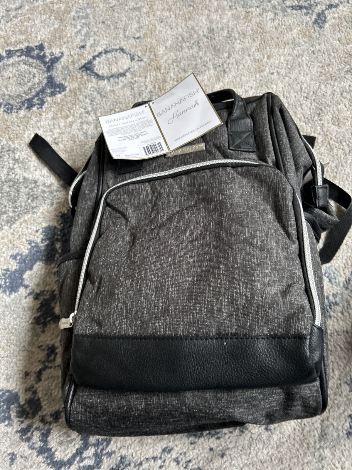 Bananafish Midi Back Pack Diaper Bag Dark Grey Insulated Stroller Attachment