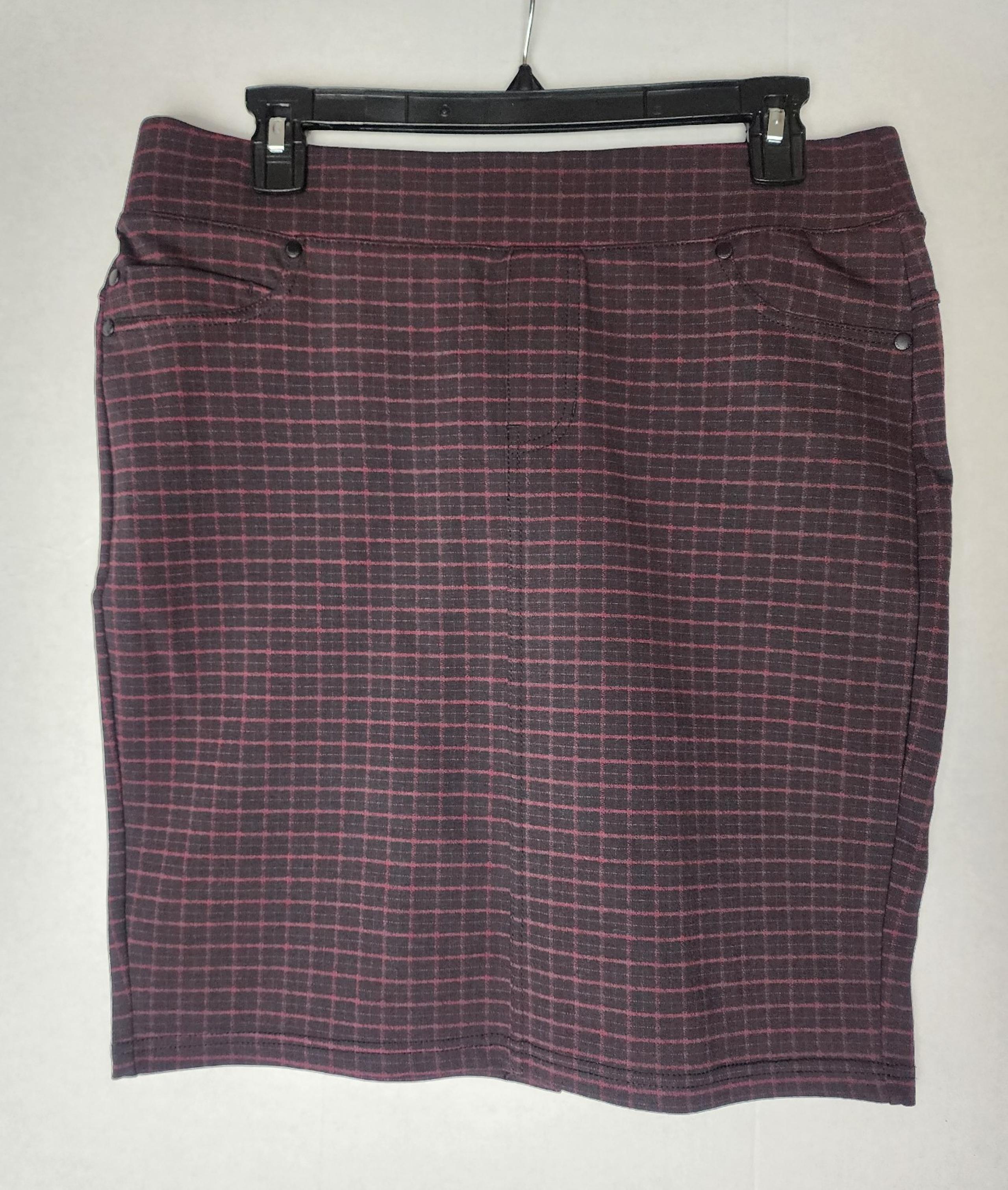 Liverpool Jeans Company Port Wine Plaid Knit Mini Skirt Size 6/28