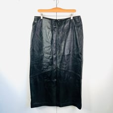 Lane Bryant Black Genuine Leather Venezia Midi Pencil Skirt NWT