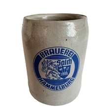 RARE Brauerei SALCH Hammelburg Germany Beer Stein Blue Salt Glazed Vintage