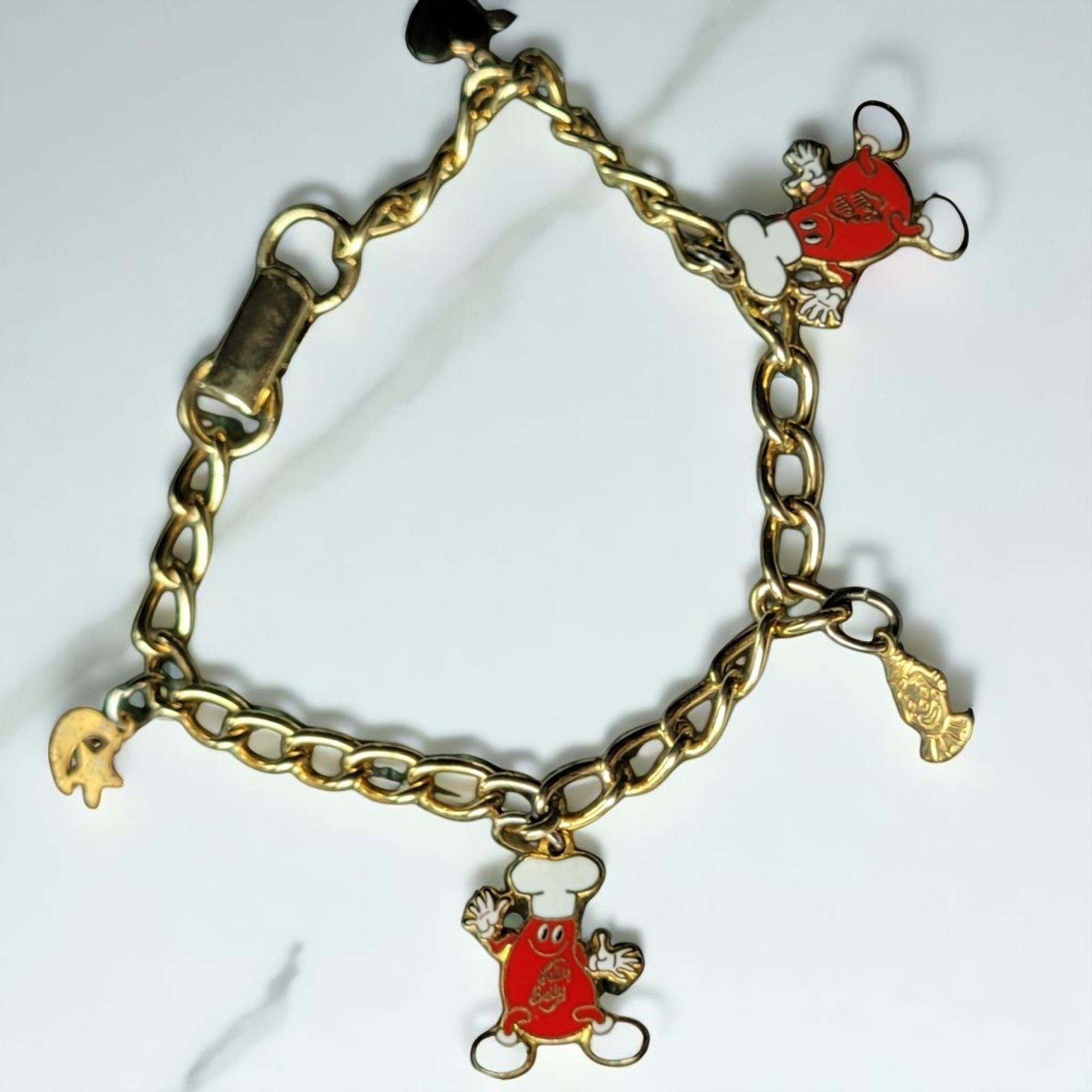 Jelly Belly Factory Charm Bracelet – Vintage Late '90s Gold Dangle | Y2K Jewelry