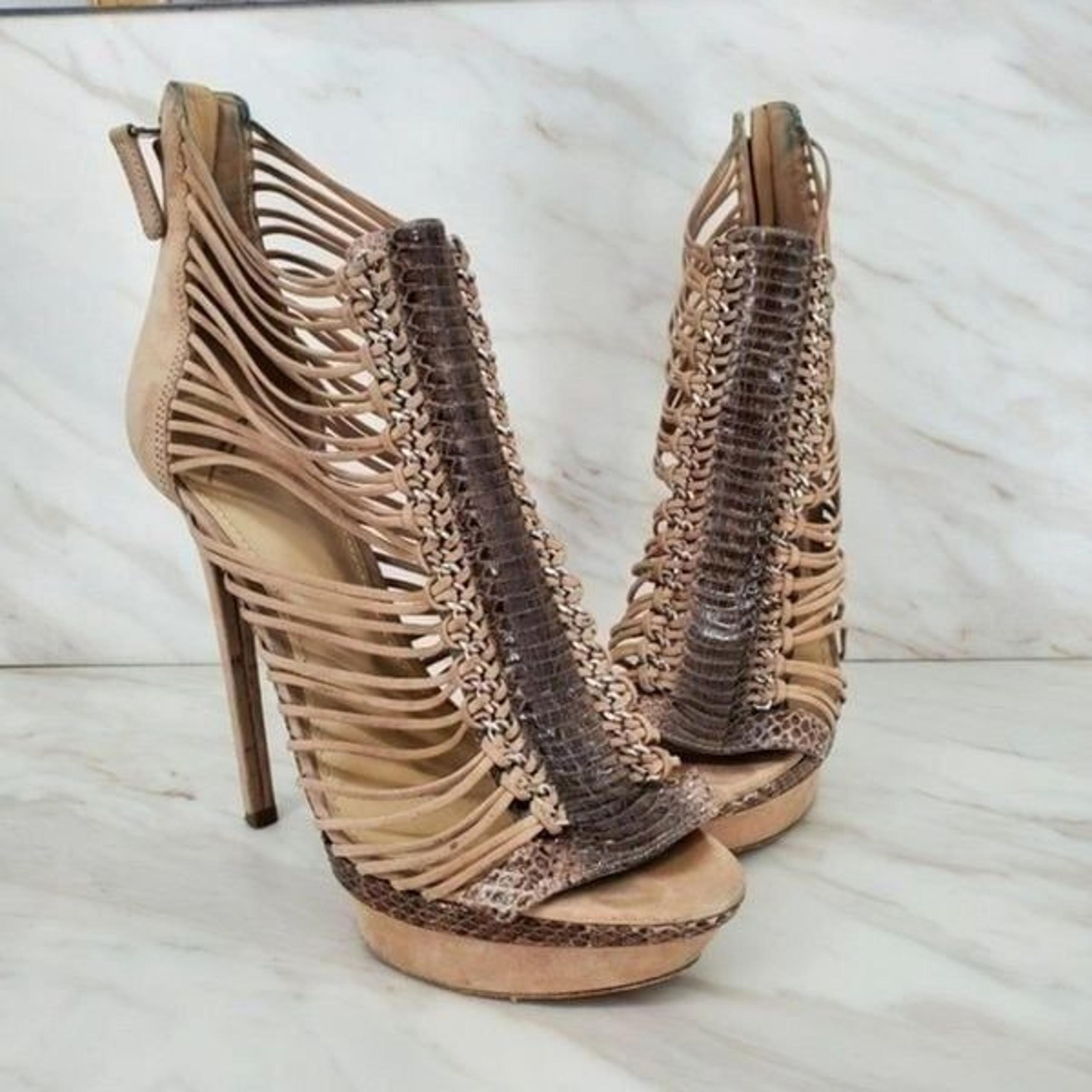 Brian Atwood BFFrontera Suede Leather Gladiator Heels Size 8.5