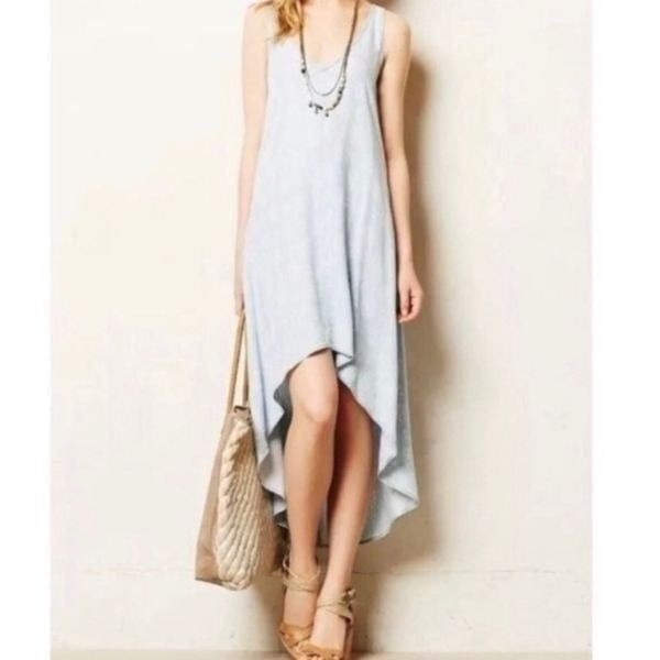 Cloth & Stone Ikat Print High Low Chambray Dress Made in USA in Size XS