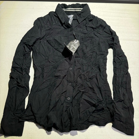 NWT AFFLICTION HEARTBREAKER BLACK LONG SLEEVE SZ SMALL S