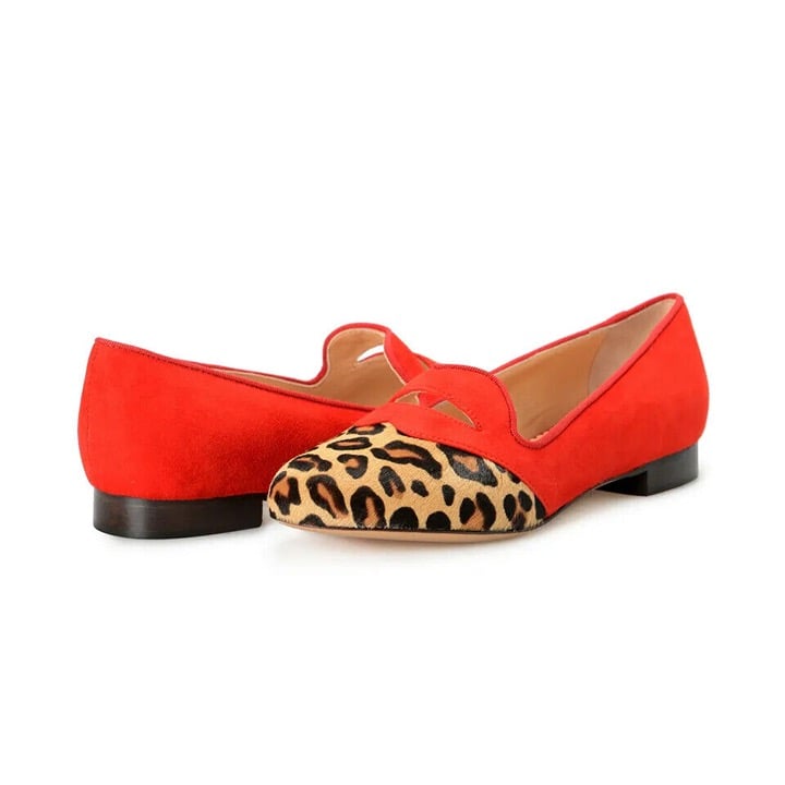 Charlotte Olympia Girls Incy Bisoux Red Pony Hair Leather Ballet Flats EU29 11