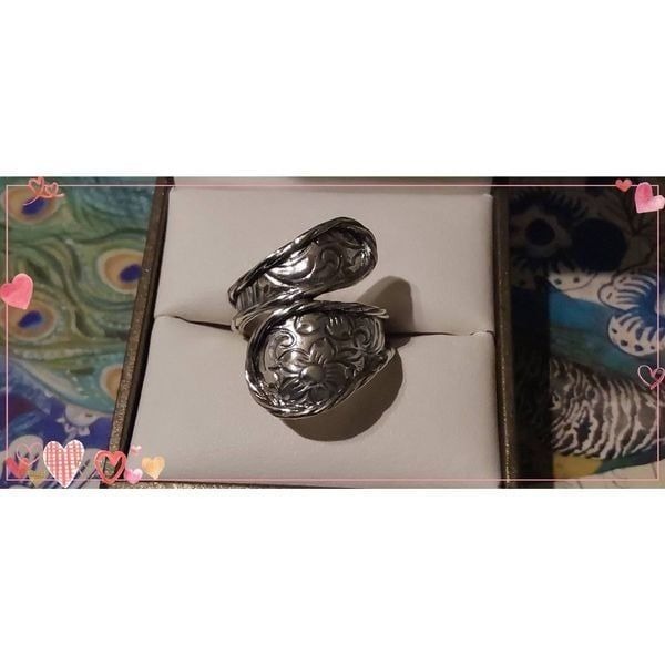 New~Handcrafted Floral Design Bypass Spiral Ring Sz 8~Israel 925 Sterling Silver