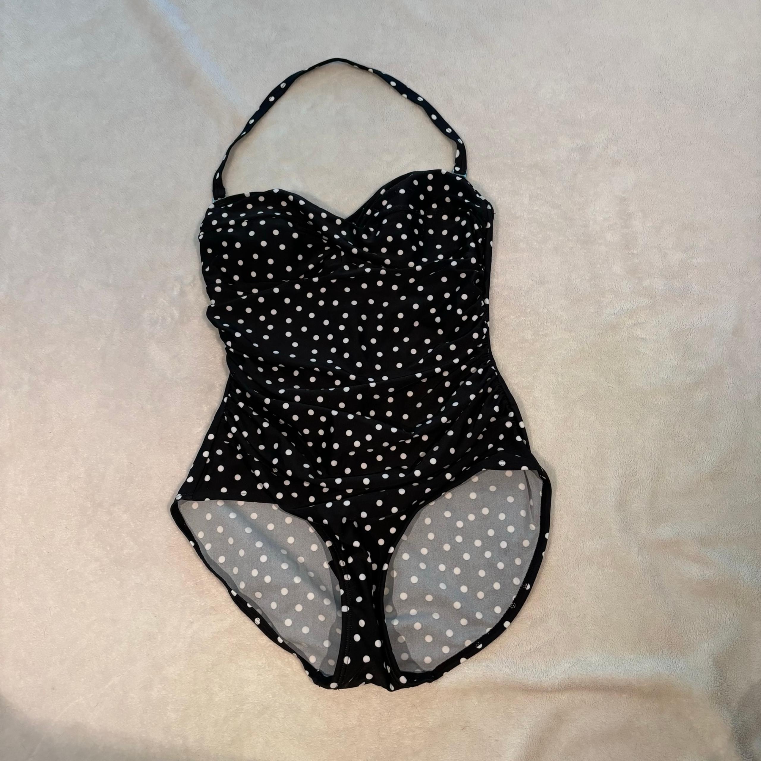 St.Johns Bay Polka Dot One Piece Swimsuit Sz 8