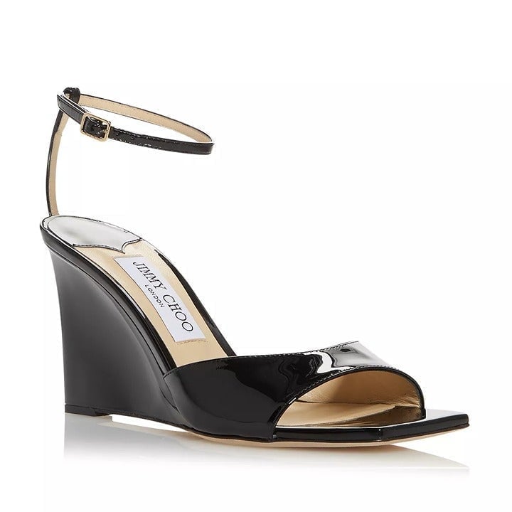 Jimmy Choo Women's Brien 85 Wedge Heel Sandals Black Size 36 EU (MSRP 850)