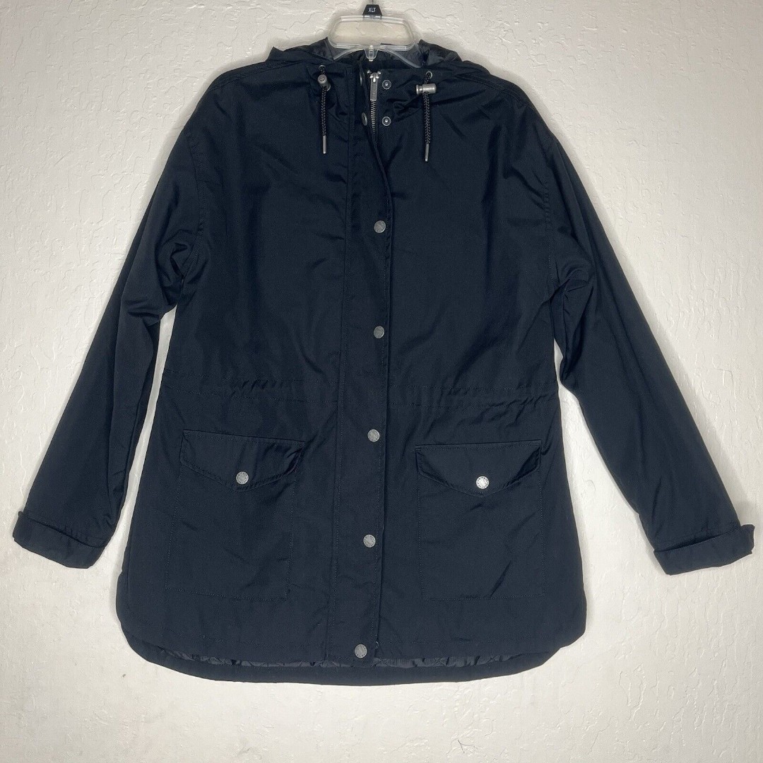 FatFace Black Cotton Blend Quilted Lining Hooded Jacket Women’s Size UK14/US 12
