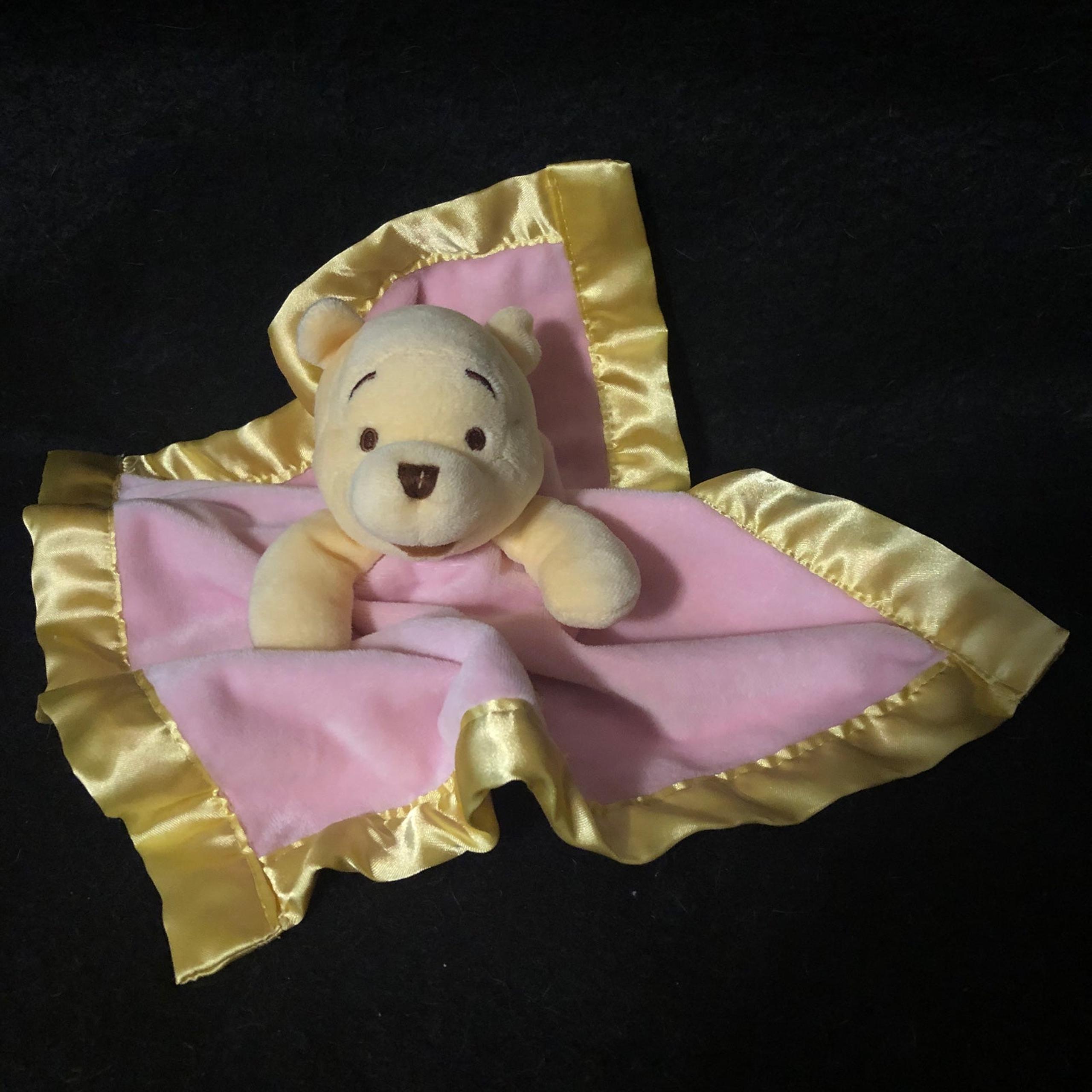 Baby lovey Winnie the Pooh pink yellow blanket