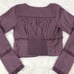 FREE PEOPLE Joi Purple Cropped Button Front Top Eyelet Long Sleeve Small New