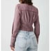 FREE PEOPLE Joi Purple Cropped Button Front Top Eyelet Long Sleeve Small New