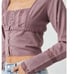 FREE PEOPLE Joi Purple Cropped Button Front Top Eyelet Long Sleeve Small New