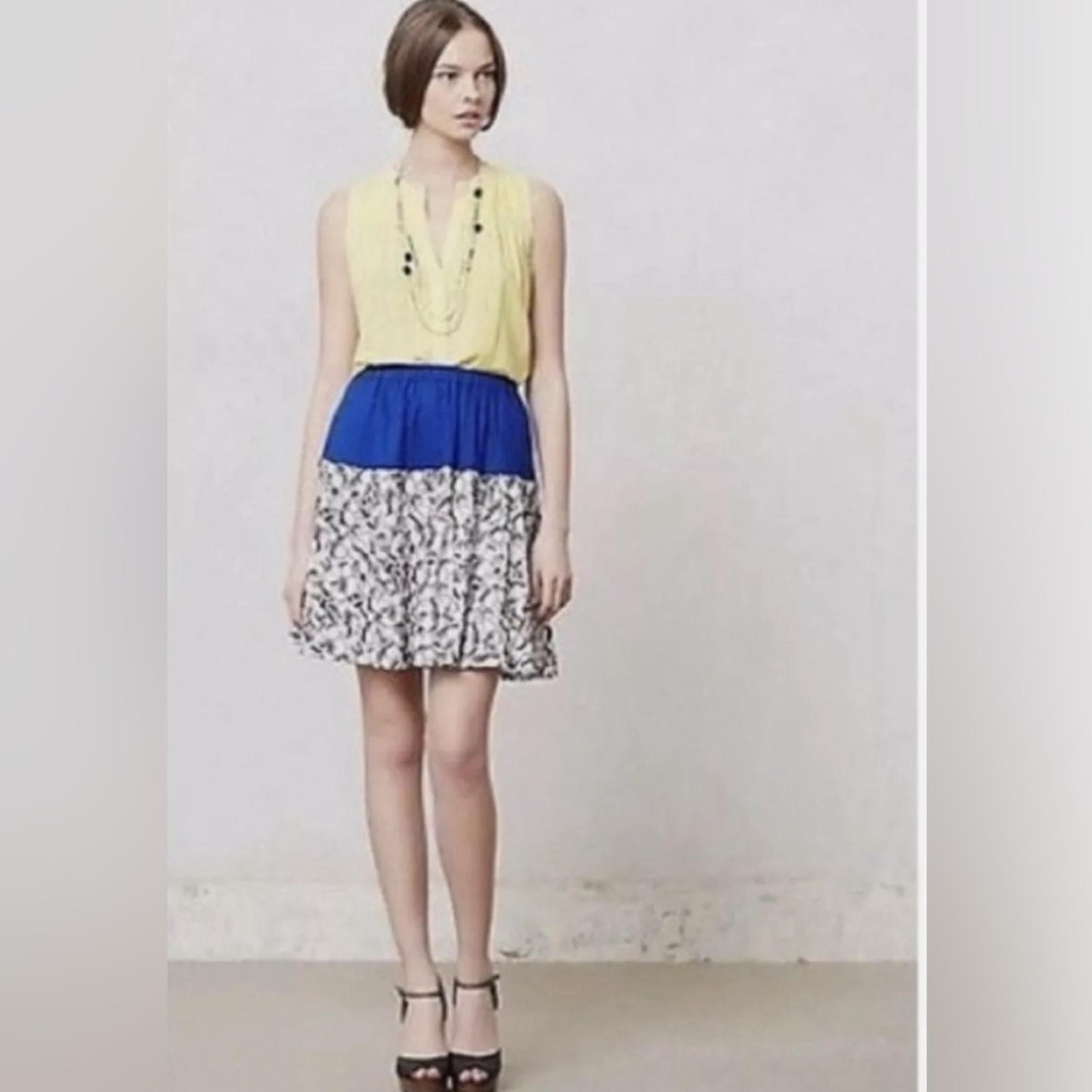 Anthropologie Postmark Bellflower Bloom Embroidered Full Skirt SZ S
