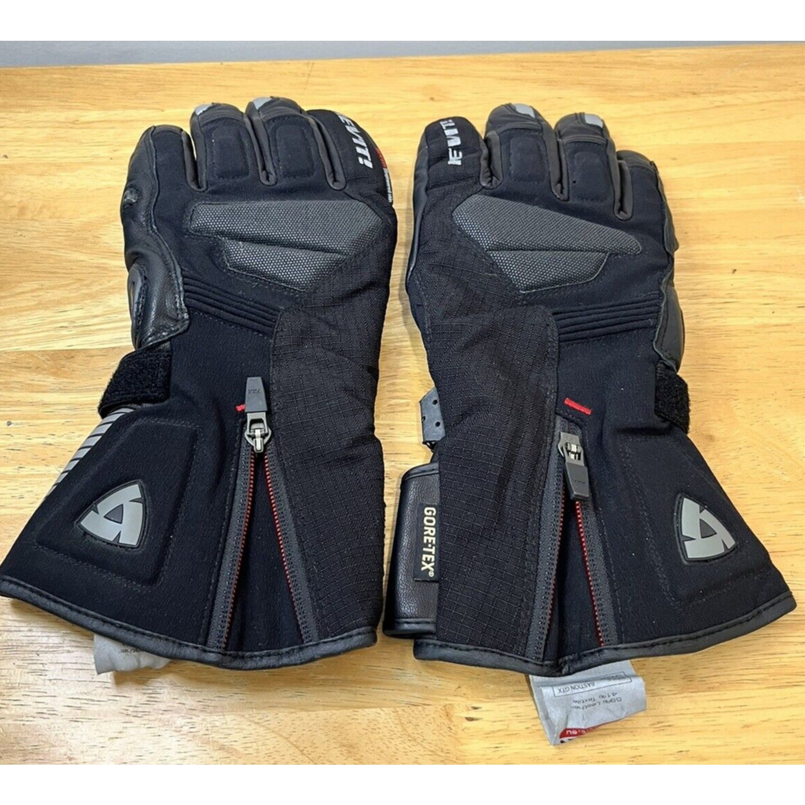Rev'it L GORE-TEX Motorcycle Black Leather GlOves Super Fabric Material