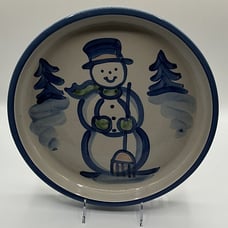 *Rare* Ma Hadley Pottery Snowman Christmas Serving Platter Shallow Bowl 12in