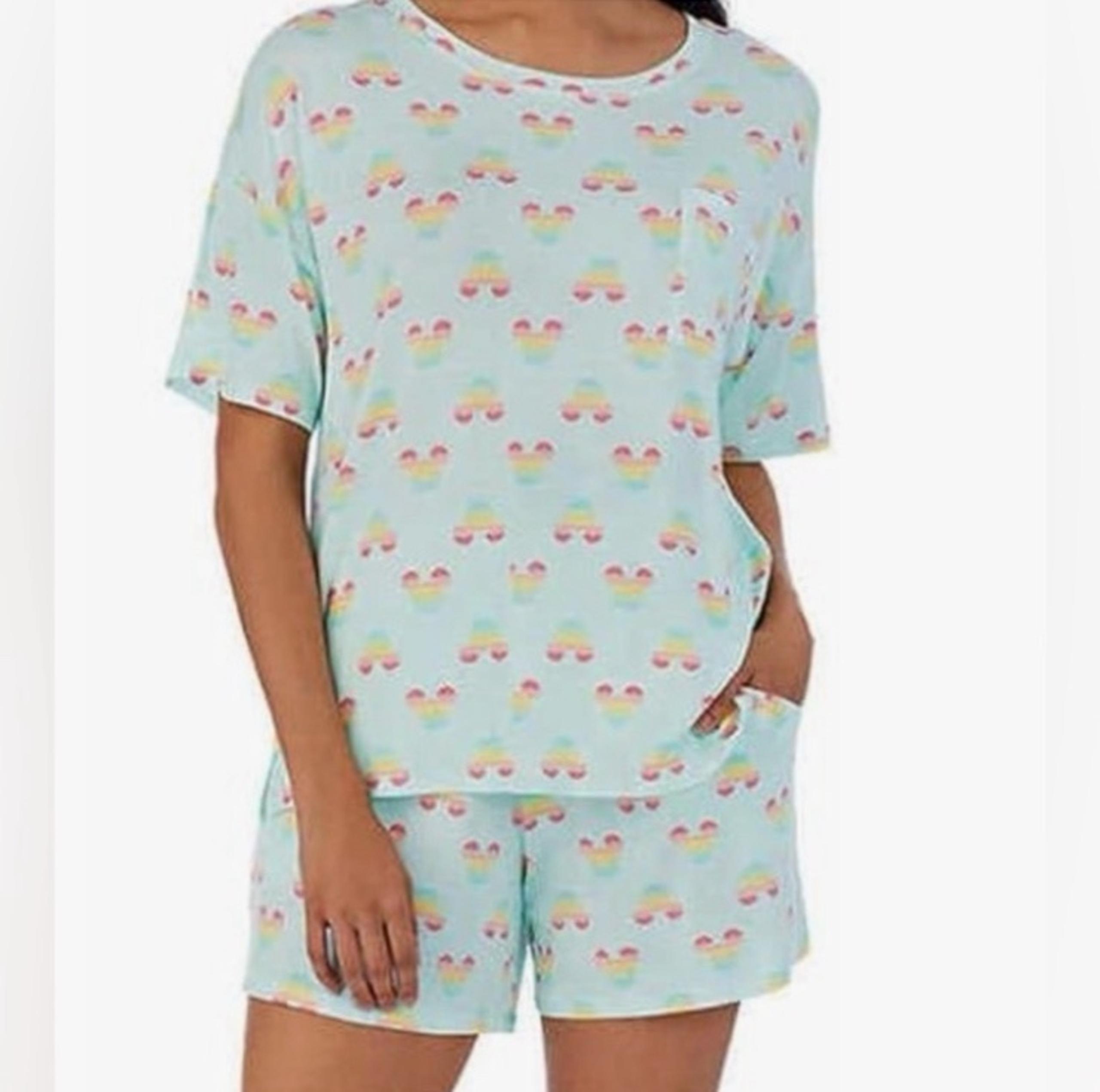 Disney Mickey Mouse Pajama Shorts with Pockets in “Aqua”